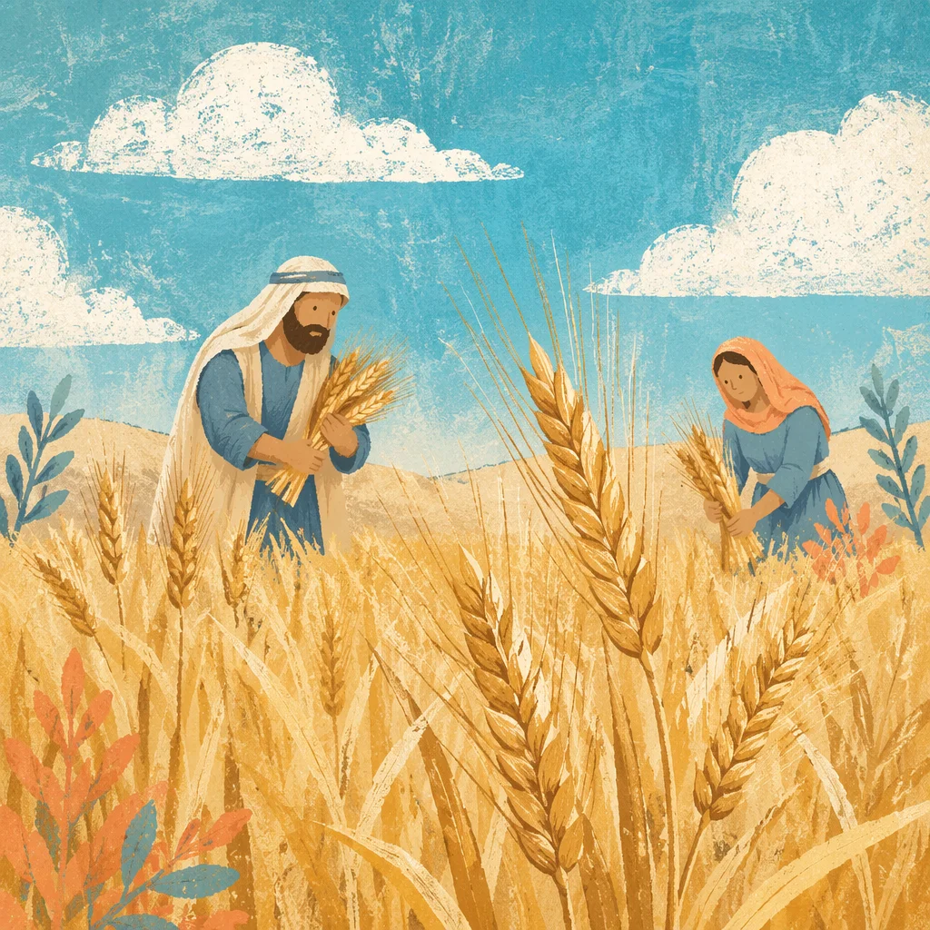 Golden Wheat Harvest Under Turquoise Sky