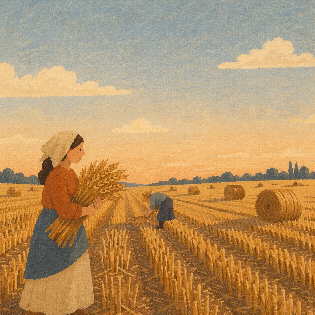 Golden Wheat Harvest Under Peaceful Sky