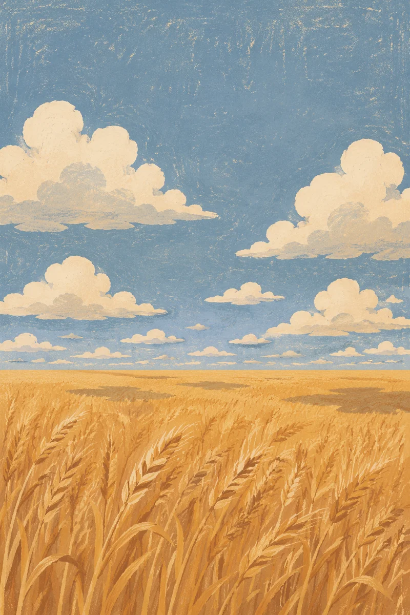Golden Wheat Harvest Under Expansive Summer Sky