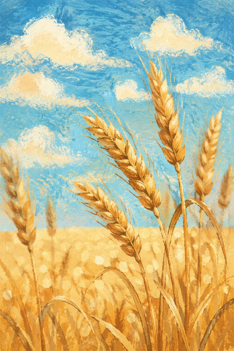 Golden Wheat Harvest Under Blue Summer Sky