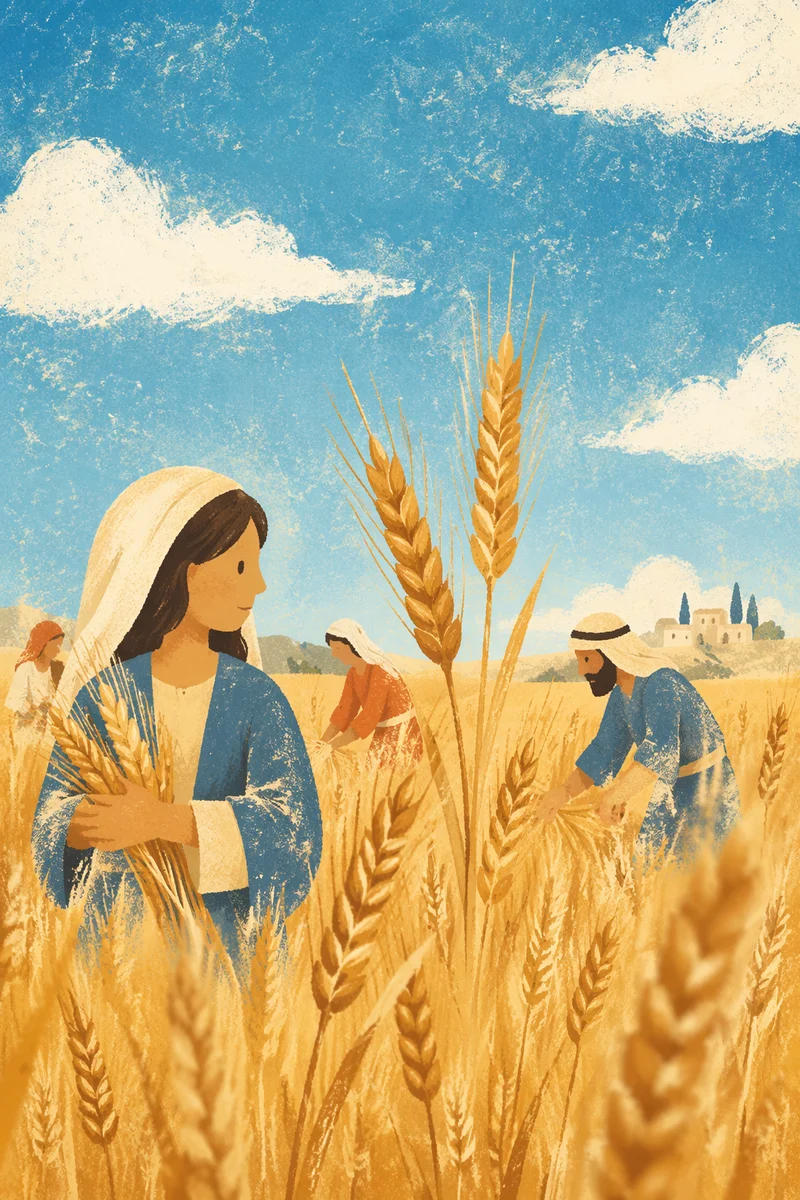 Golden Wheat Harvest Under Turquoise Sky