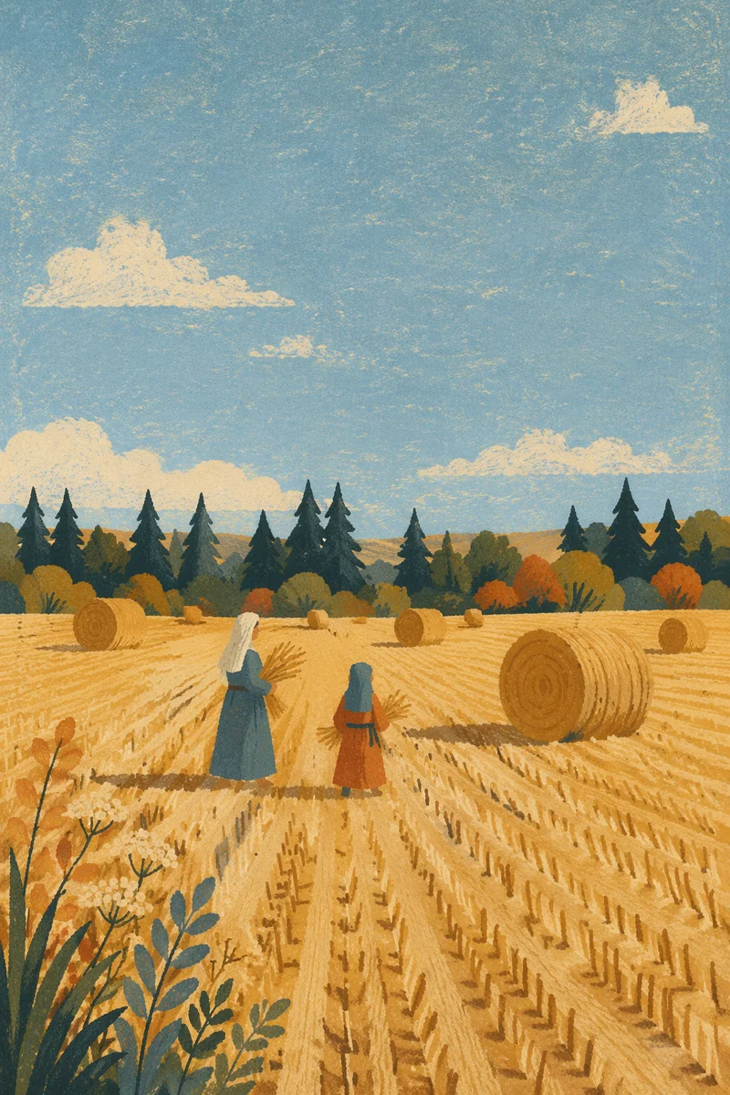 Golden Wheat Harvest Beneath Evergreen Horizon