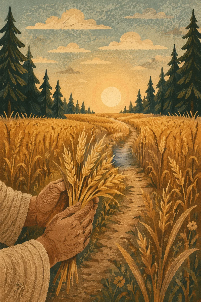 Golden Wheat Harvest Path at Sunset