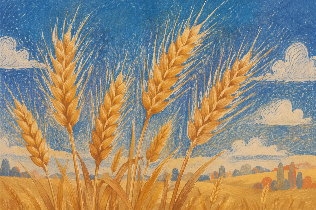 Golden Wheat Harvest Under Blue Sky