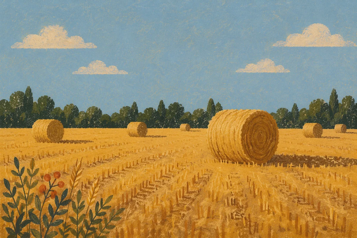 Golden Wheat Harvest Field Under Blue Sky