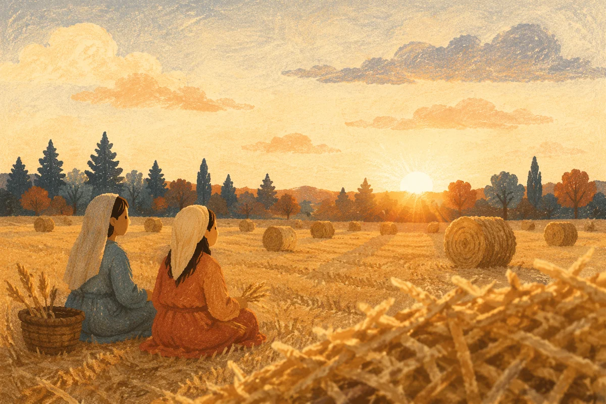 Golden Wheat Harvest at Evergreen Sunset