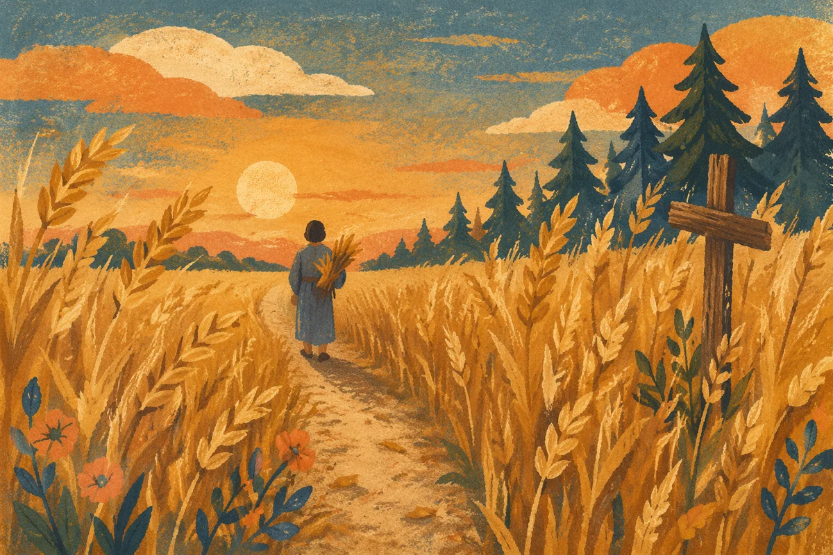 Golden Wheat Harvest with Hidden Cross