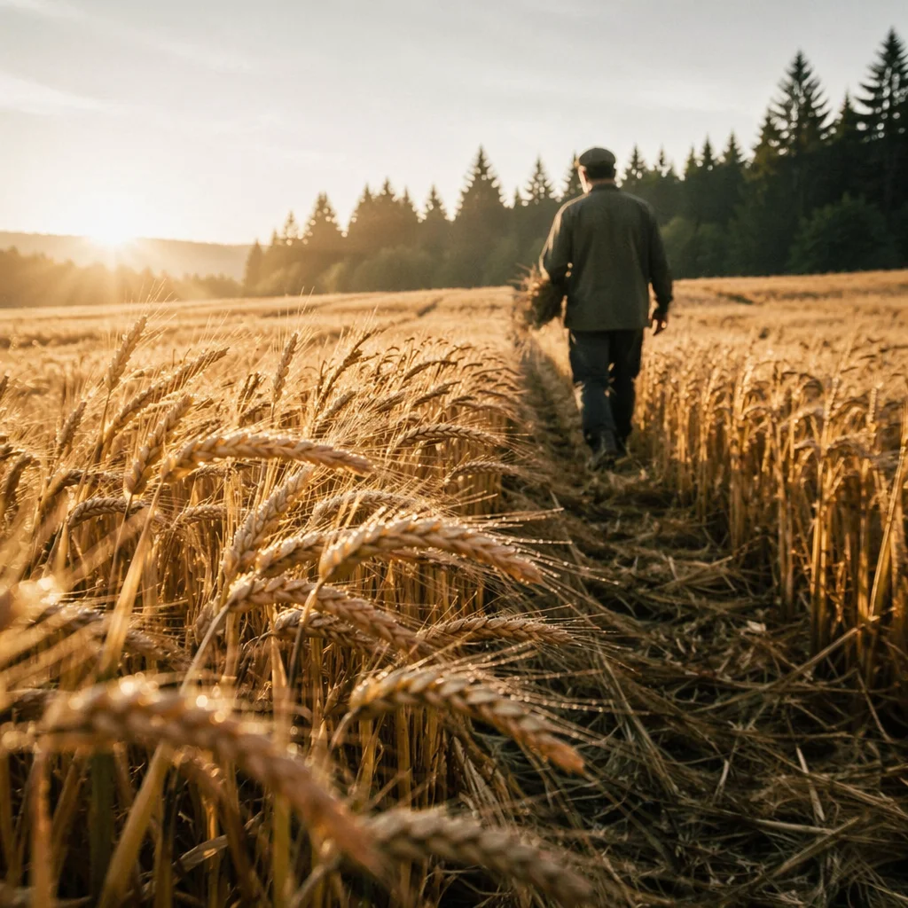 Golden Wheat Harvest Beside Evergreen Horizon