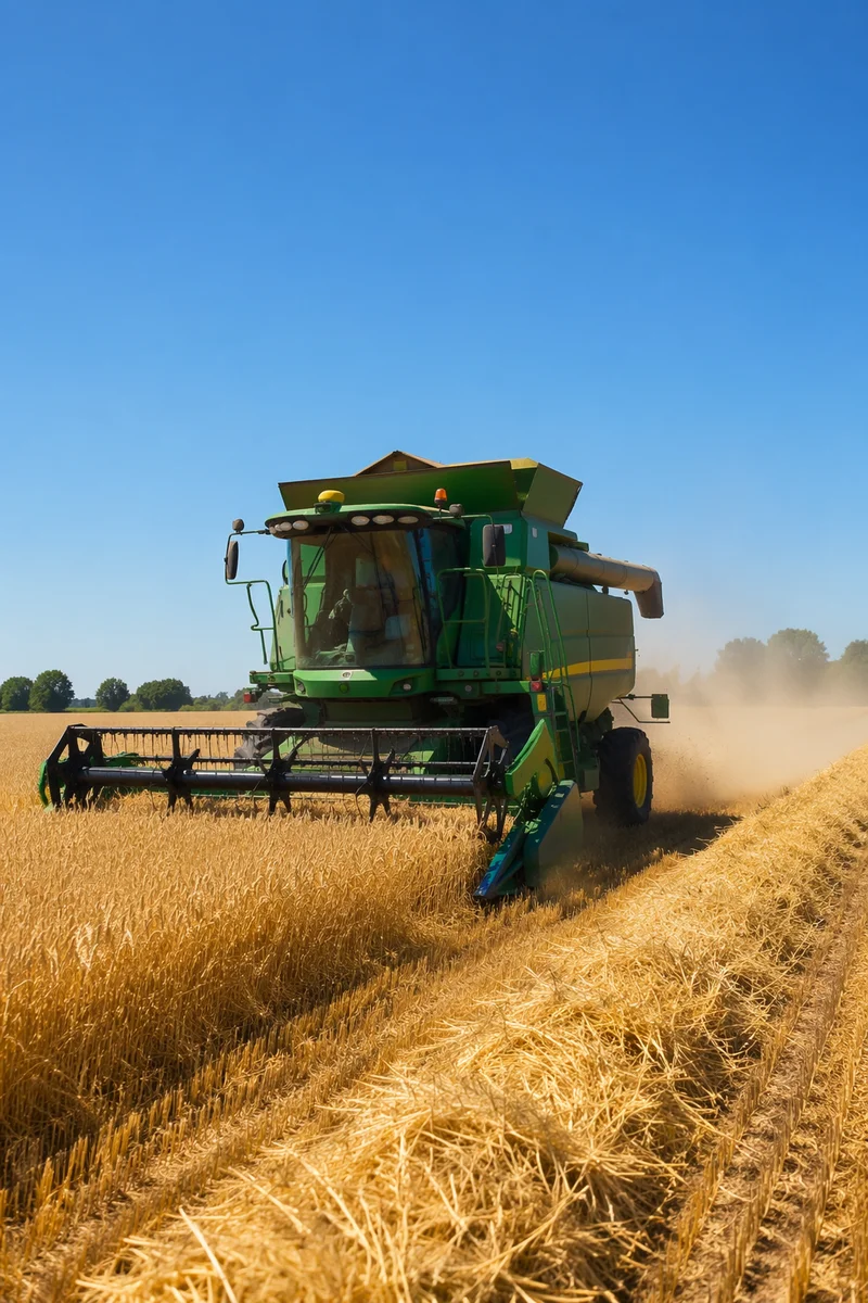 Golden Wheat Harvest with Combine Harvester