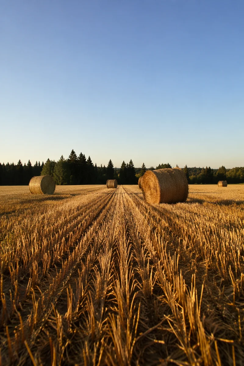Golden Wheat Harvest with Evergreen Horizon
