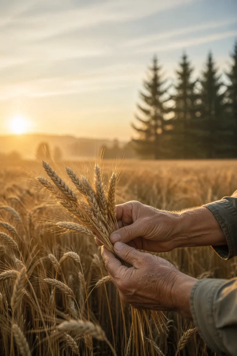 Evergreen Faith in Golden Wheat Harvest