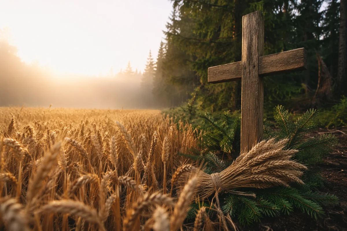 Golden Wheat Harvest Cross by Evergreens