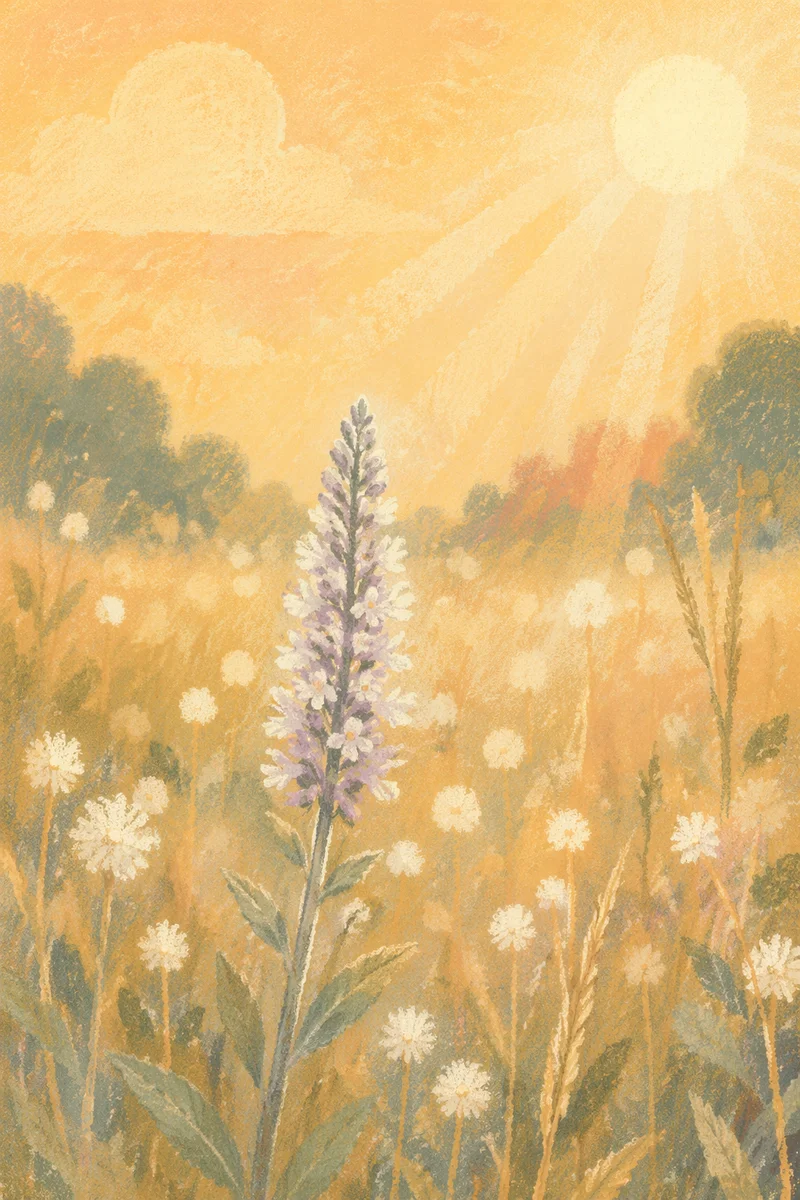 Soft Morning Wildflower Meadow with Lavender Bloom