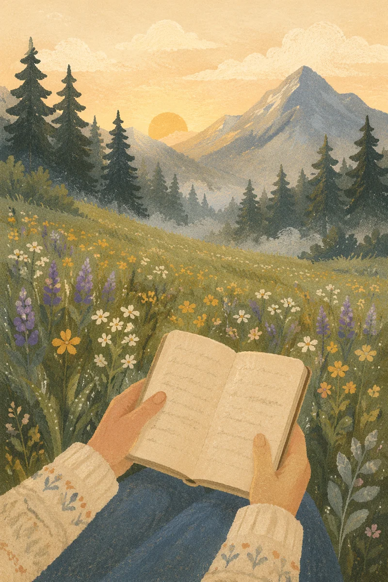 Morning Prayer in Evergreen Wildflower Meadow
