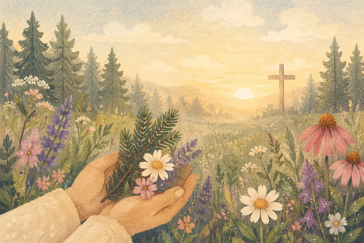 Prayerful Wildflower Meadow in Morning Light