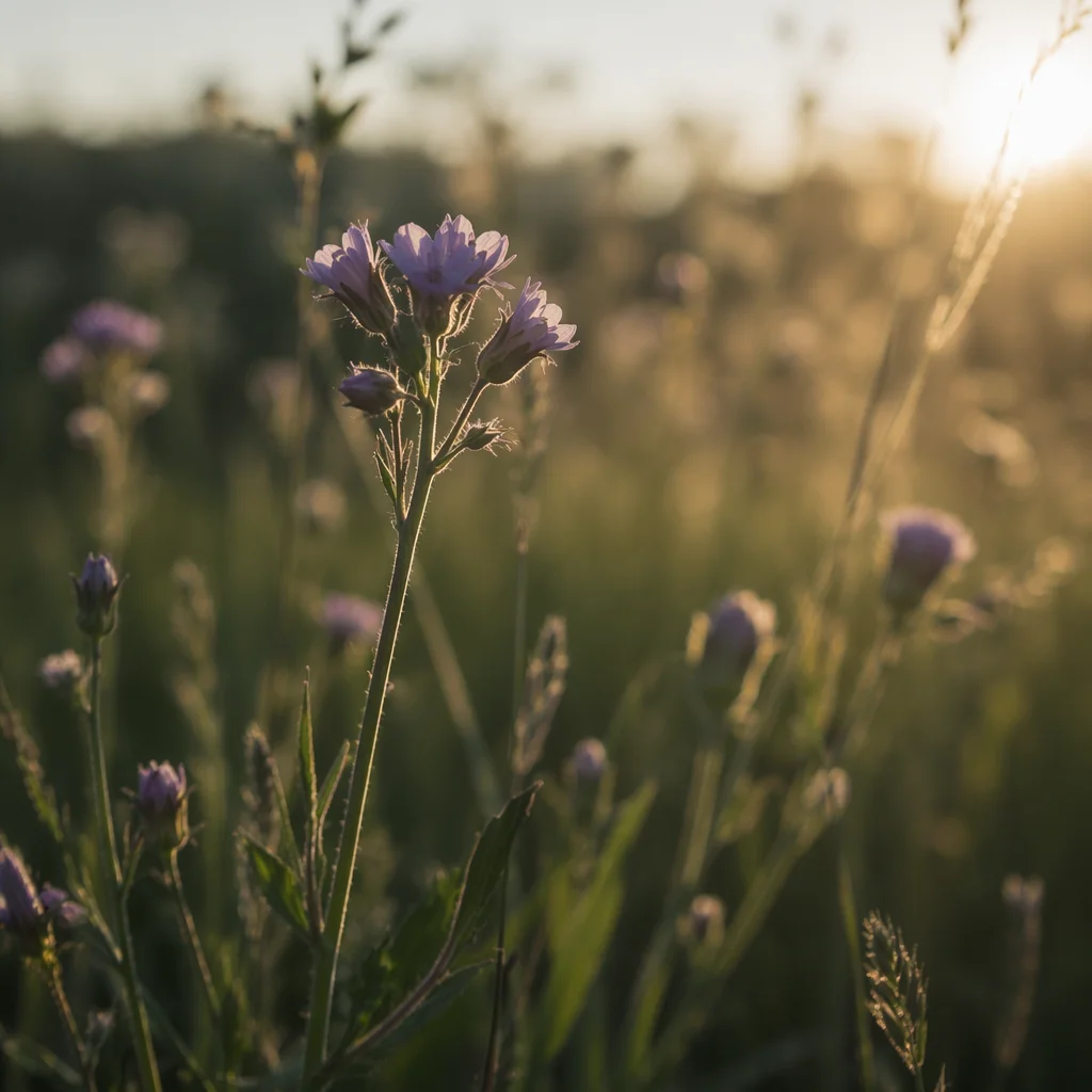 Soft Morning Wildflowers in Golden Meadow
