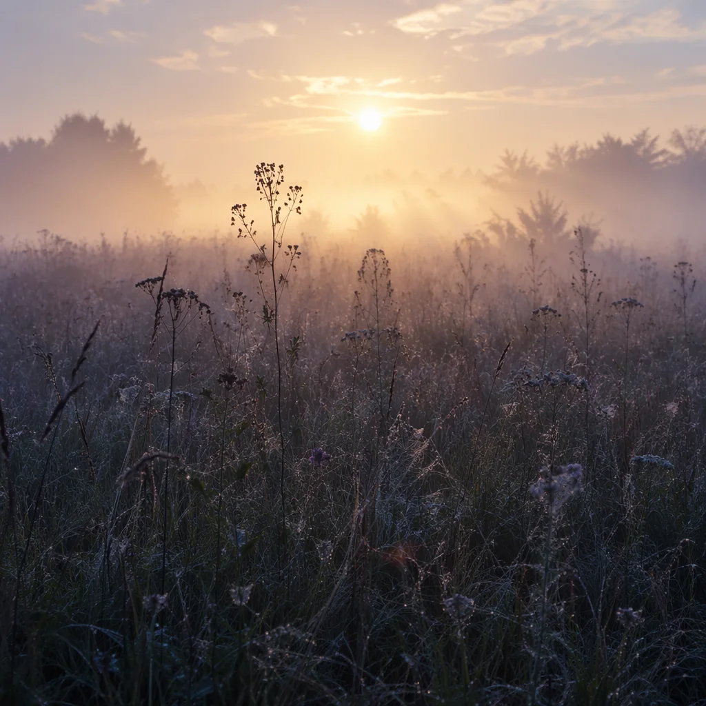 Dawn Wildflower Meadow in Soft Morning Light