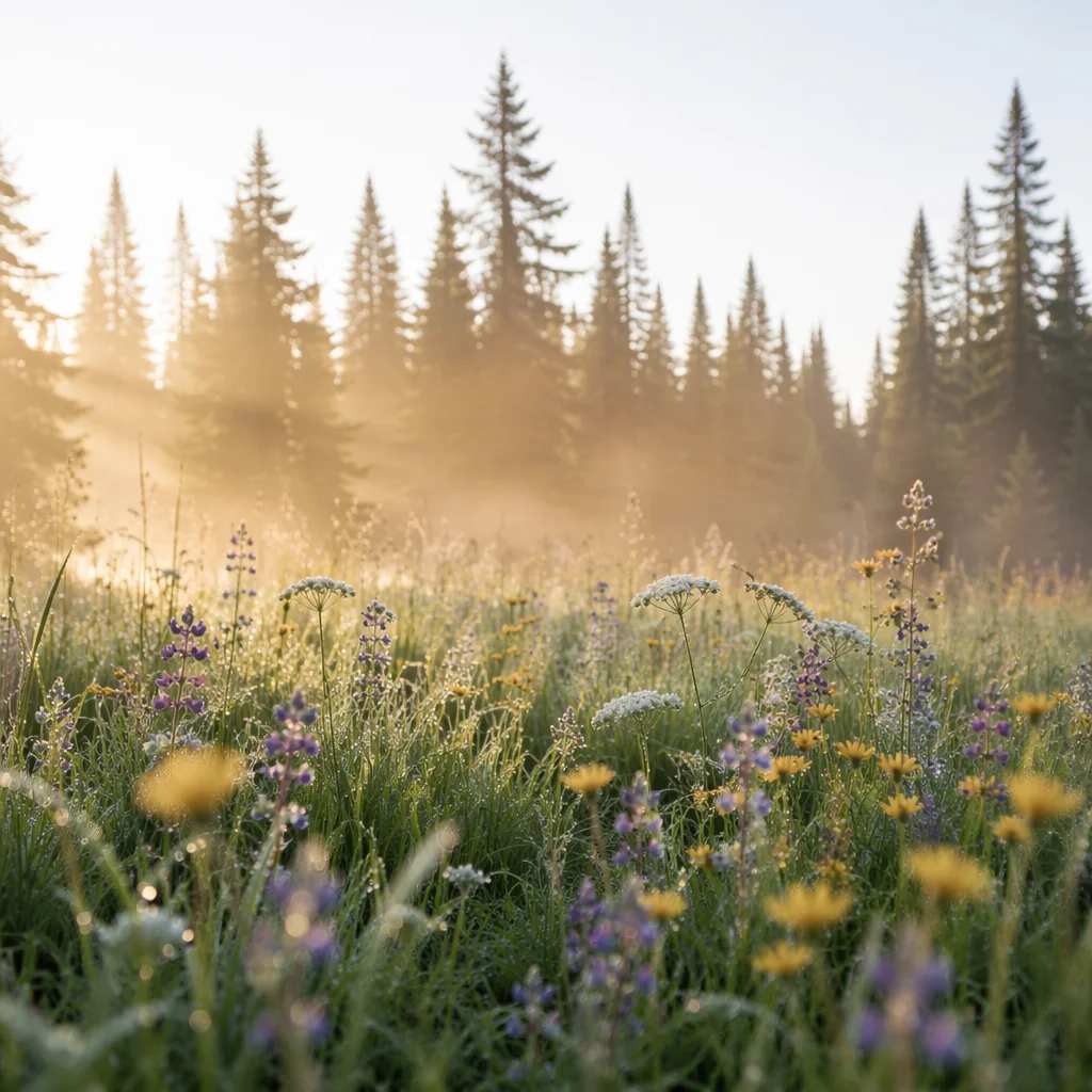 Wildflower Meadow in Soft Morning Light