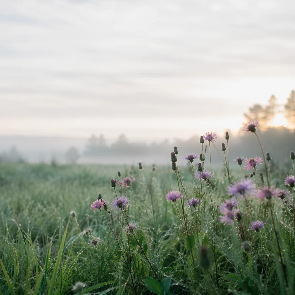 Dawn Wildflower Meadow in Soft Morning Light