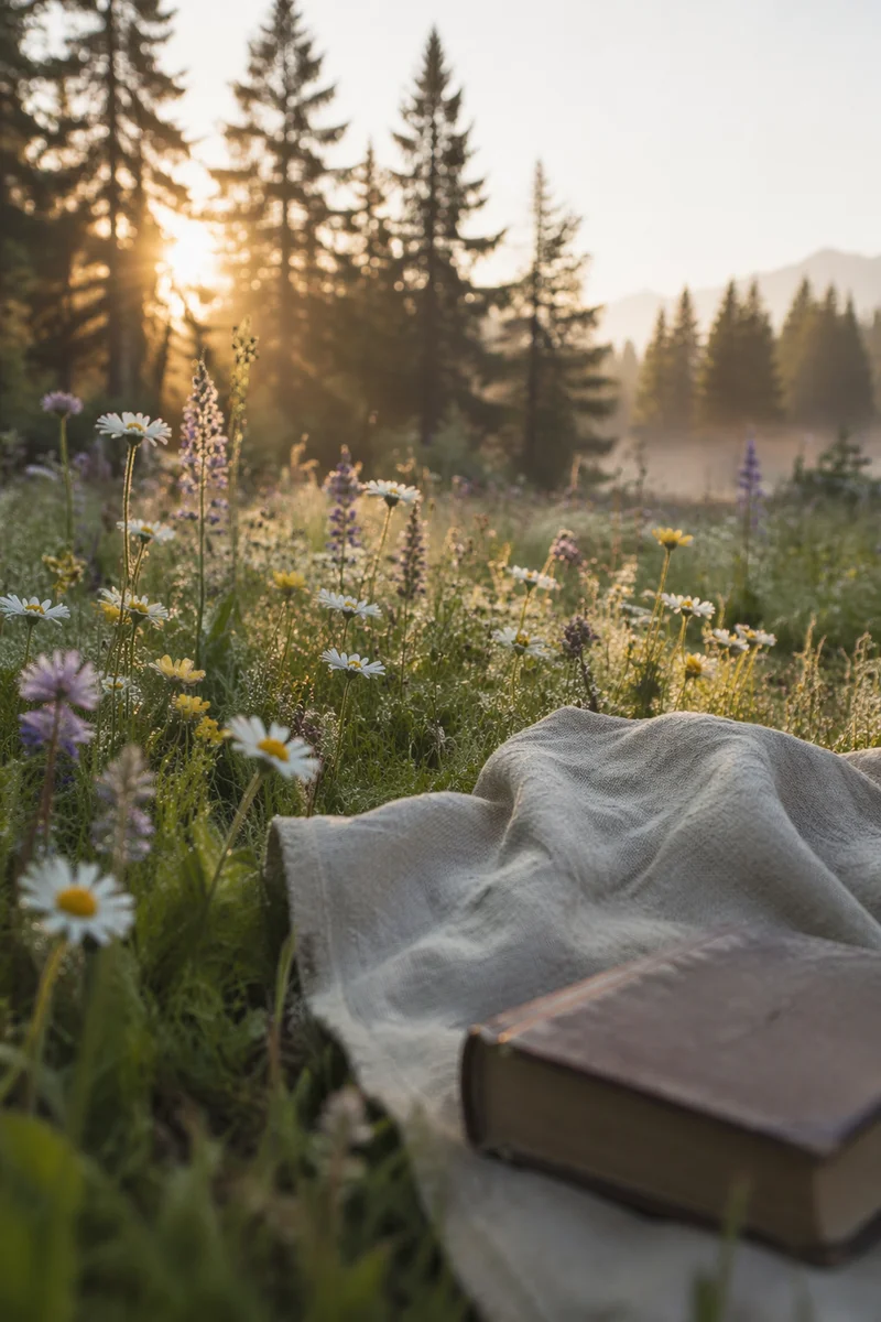Morning Wildflower Meadow by Evergreen Grove