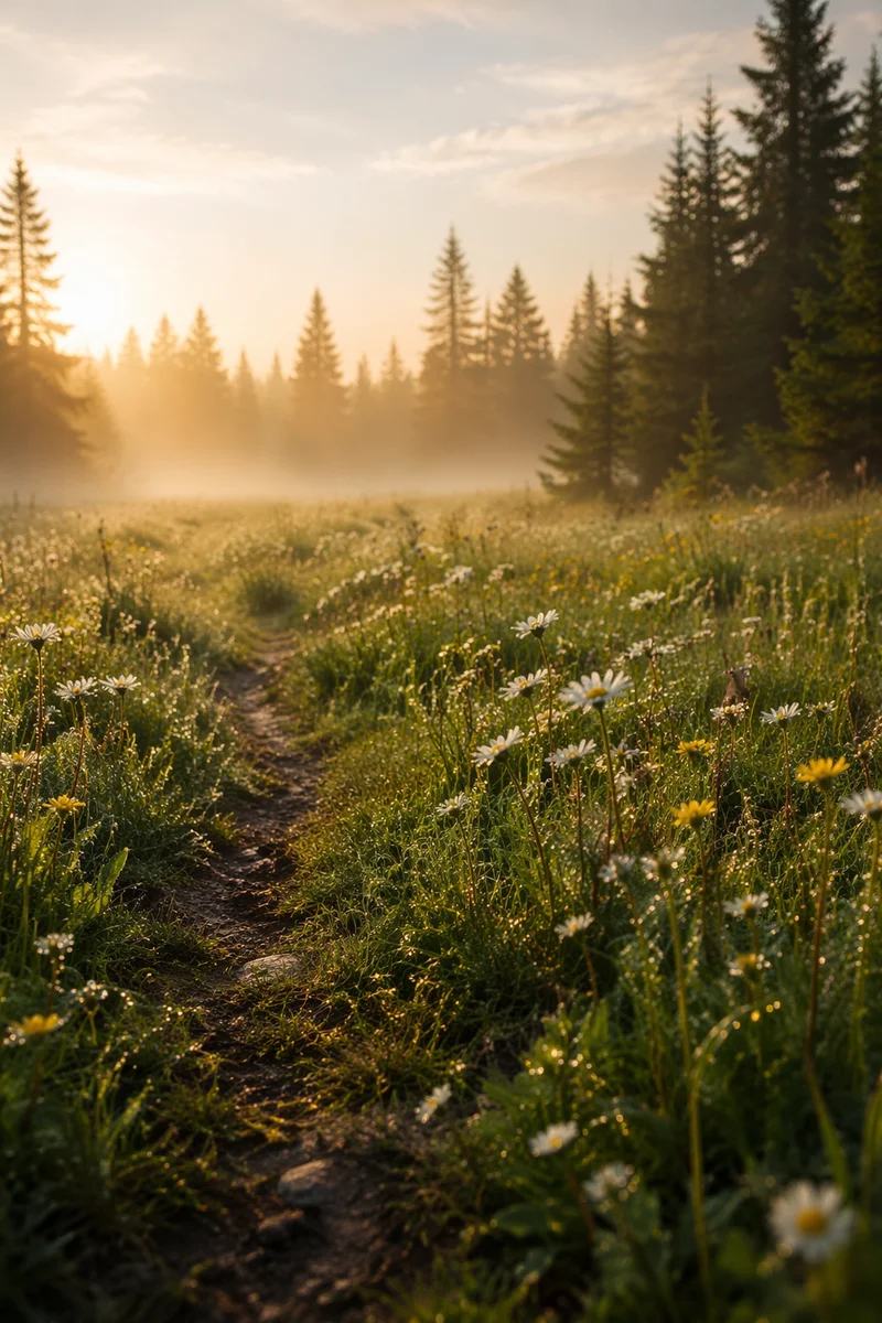 Wildflower Meadow in Soft Morning Light