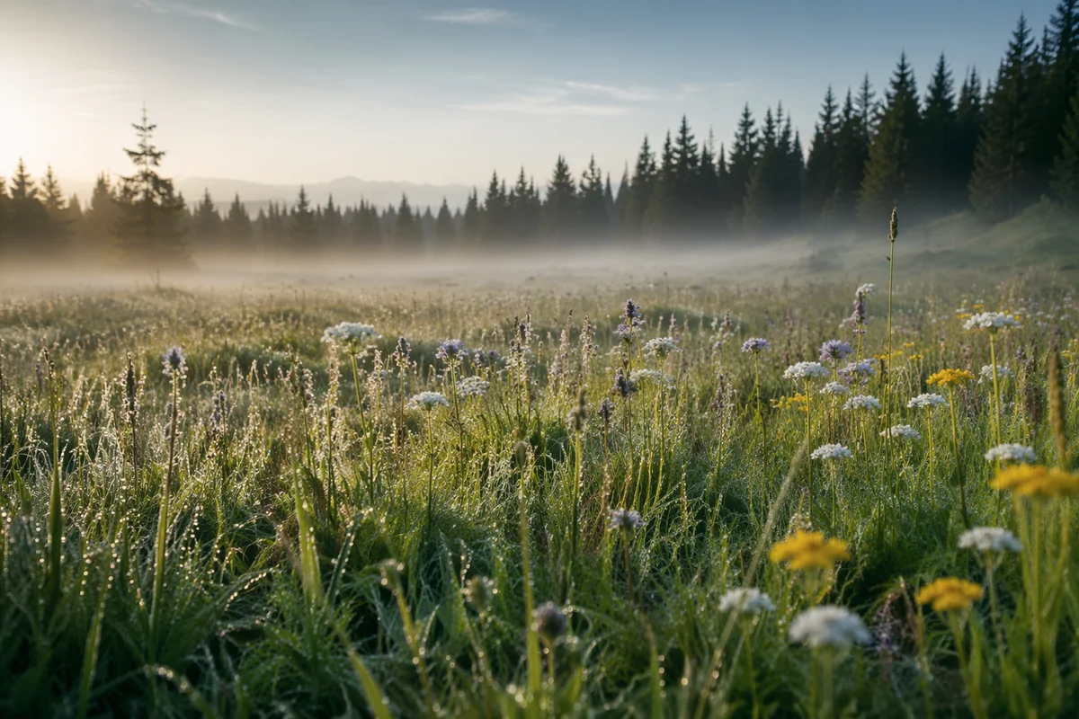 Wildflower Meadow in Soft Morning Light