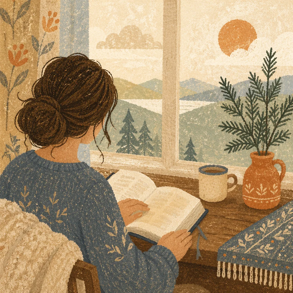 Woman Reading Bible by Morning Window