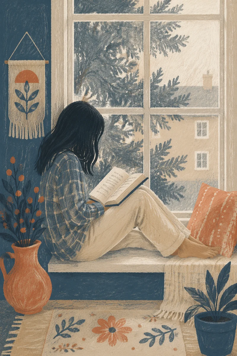 Woman Reading Bible by Quiet Window