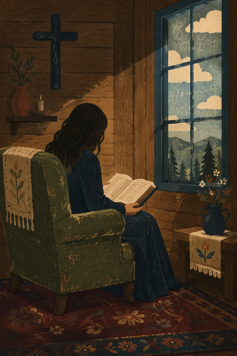 Woman Reading Bible by Chapel Window