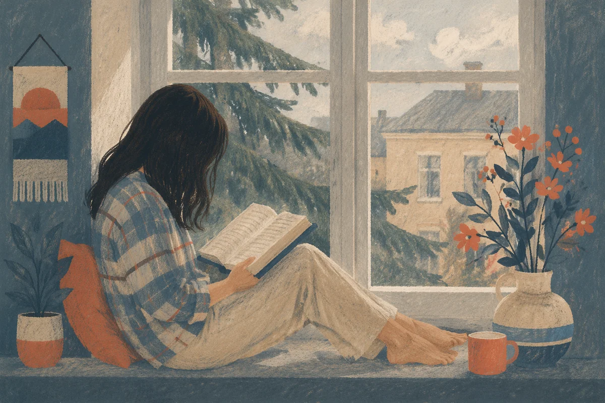 Woman Reading Bible by Quiet Window