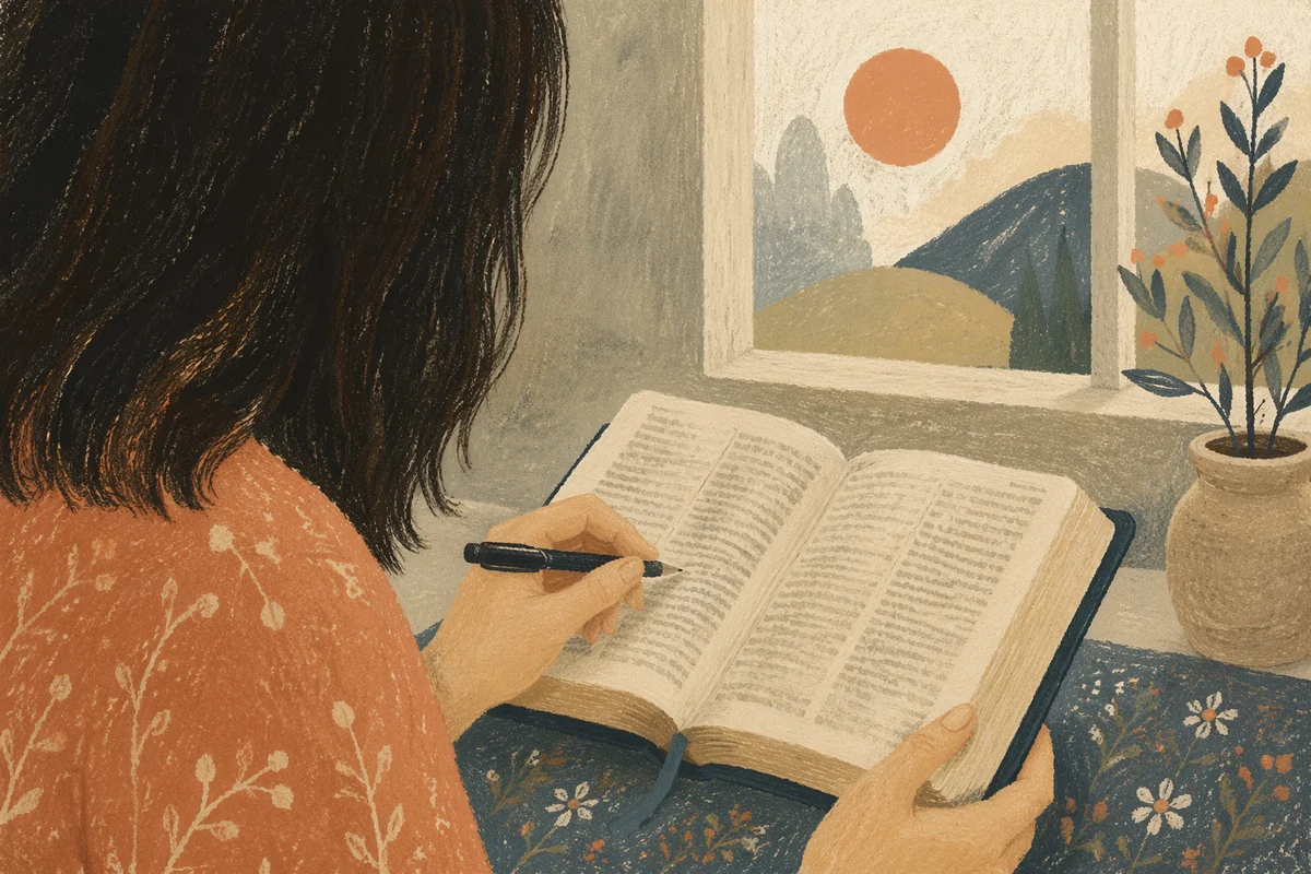 Woman Reading Bible Beside Bright Window
