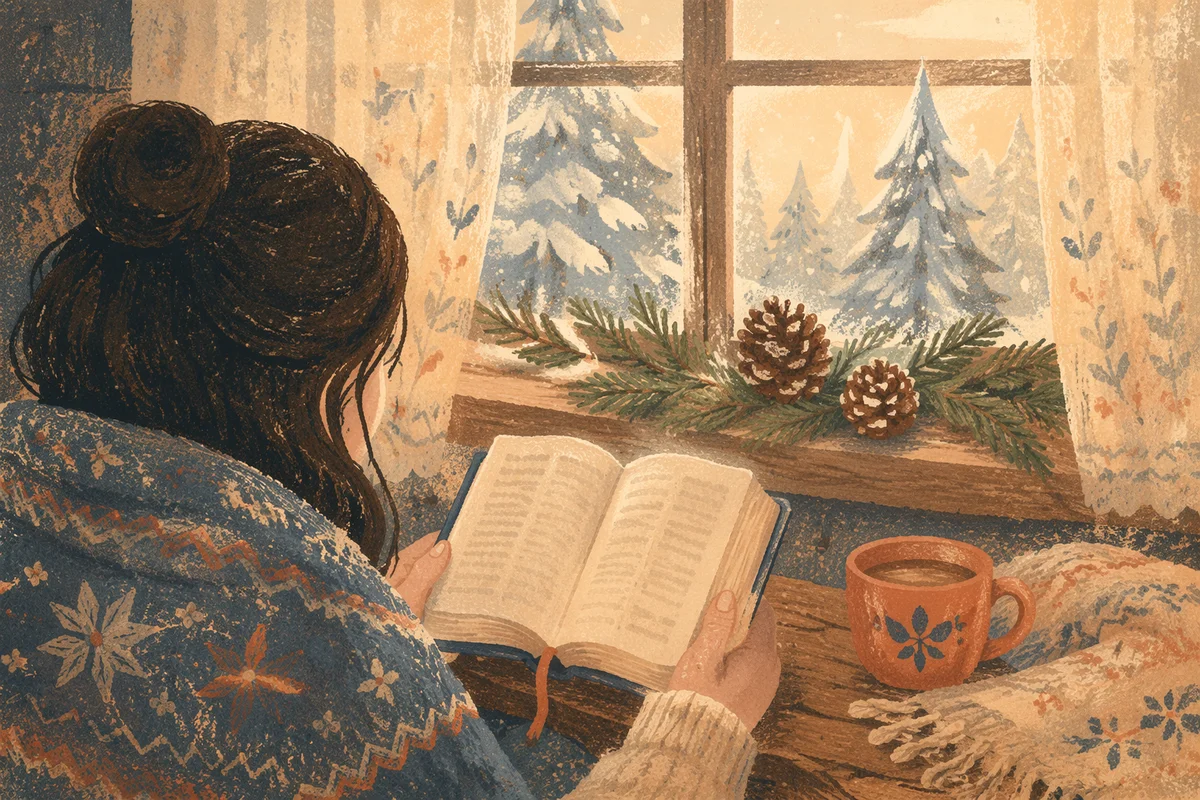 Quiet Morning Bible Reading by Winter Window