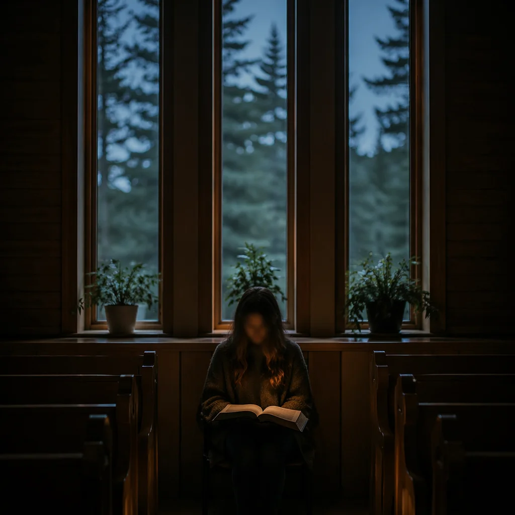 Woman Reading Bible by Chapel Window