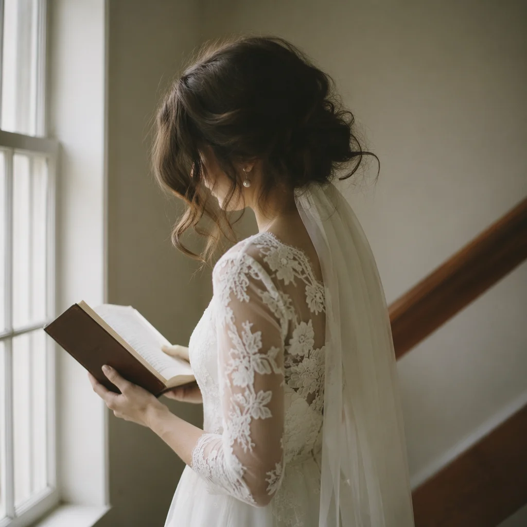 Serene Woman Reading Bible by Window