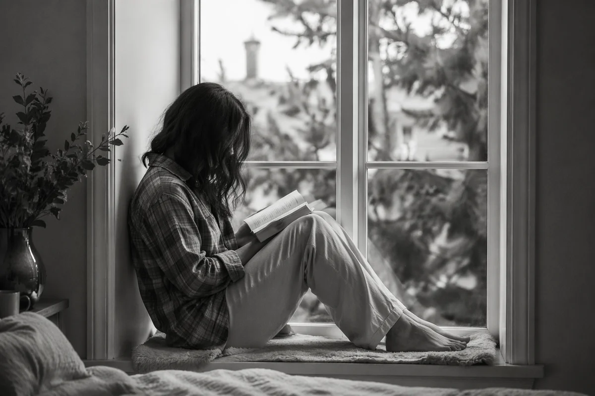 Woman Reading Bible by Morning Window