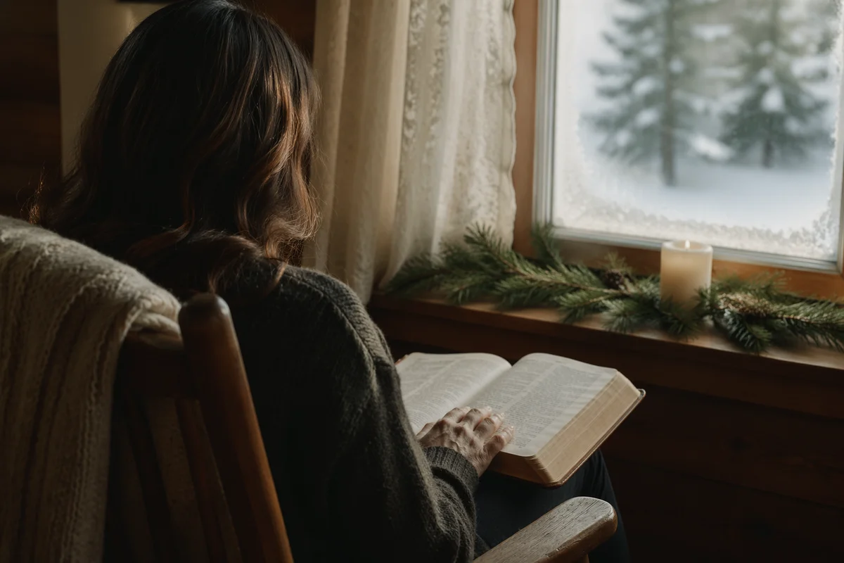 Quiet Morning Bible Reading by Cottage Window