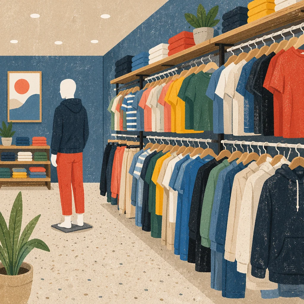 Bright Clothing Store Retail Rack Display