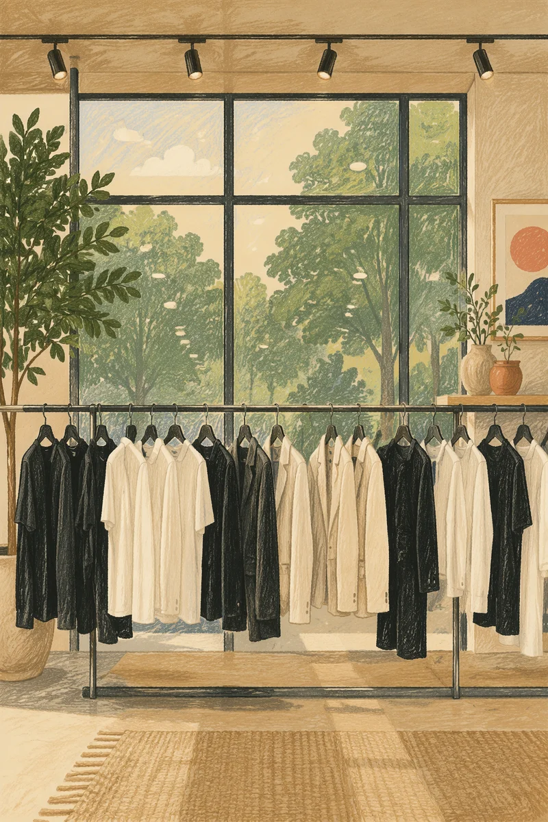 Minimalist Boutique Clothing Rack Display
