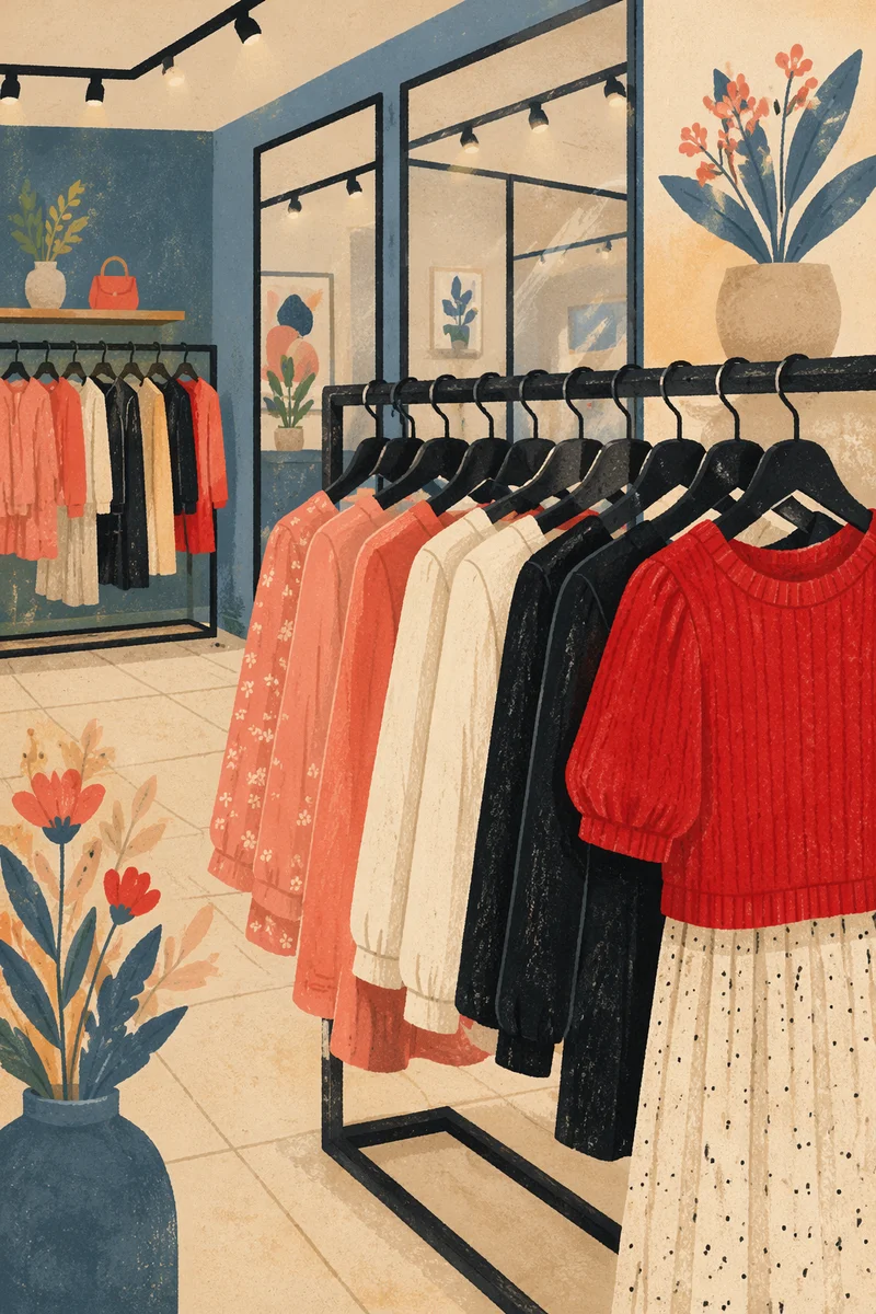Modern Boutique Clothing Rack Display