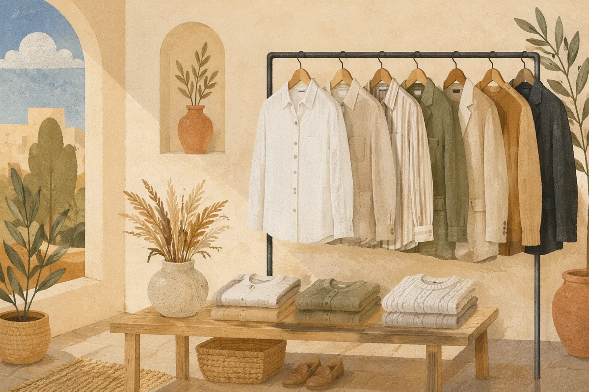 Boutique Clothing Rack with Neutral Fashion Display