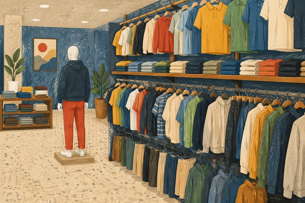 Bright Clothing Store Rack Display