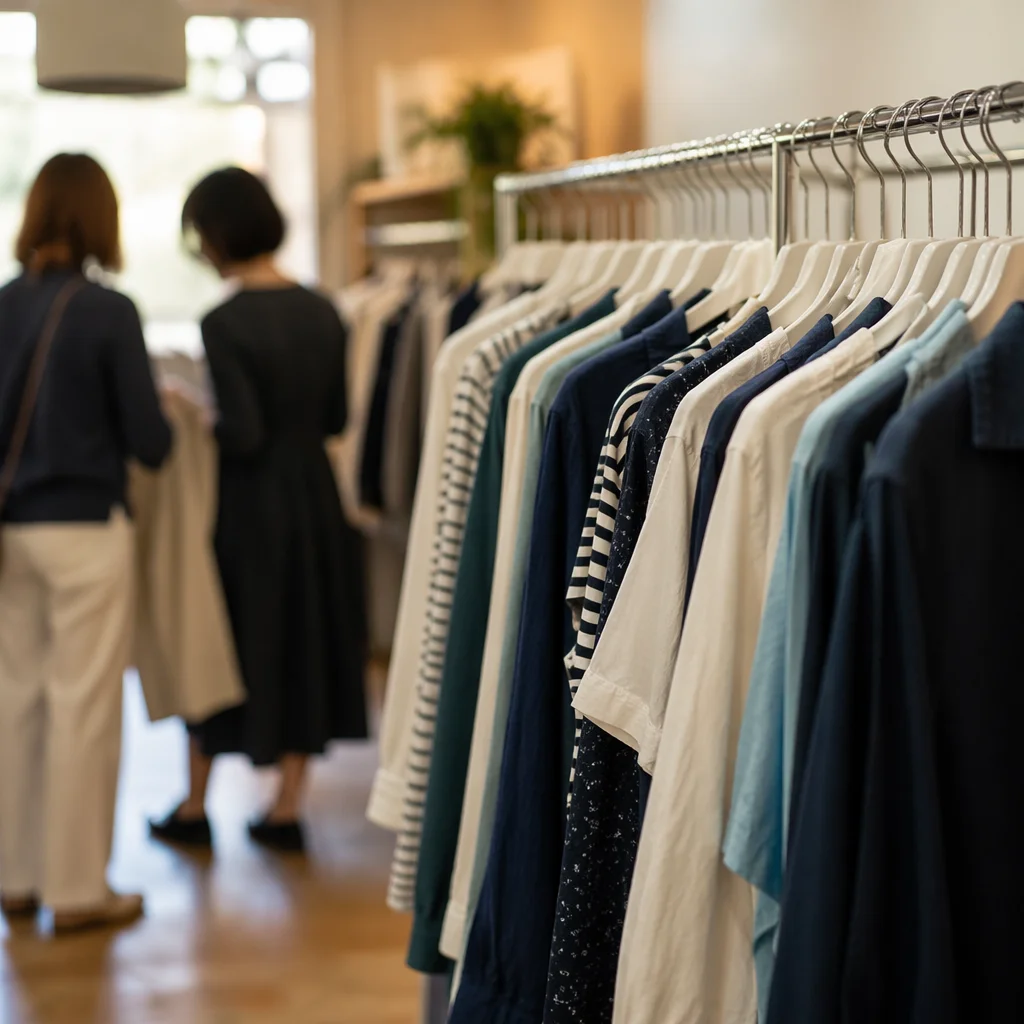 Boutique Clothing Rack With Soft Shoppers
