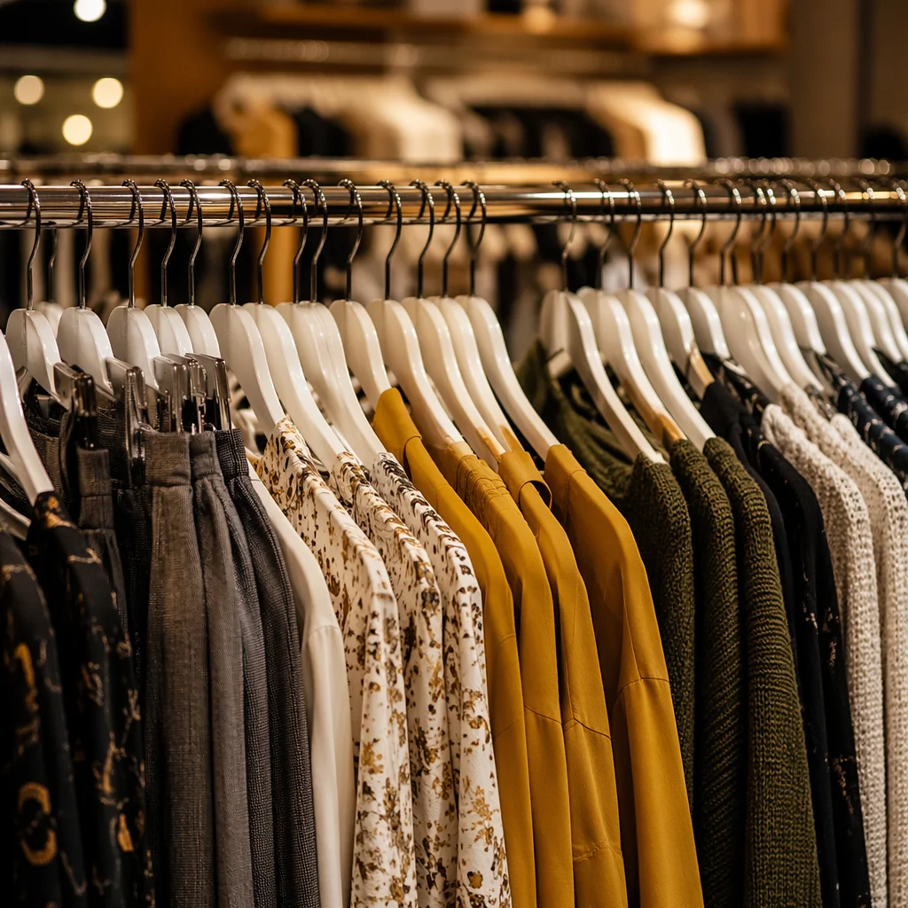 Crowded Boutique Clothing Rack Display