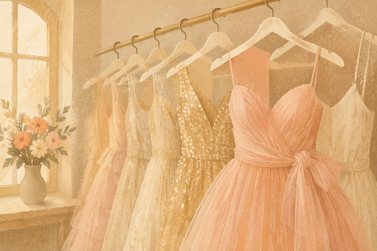 Elegant Evening Dresses on Boutique Hangers