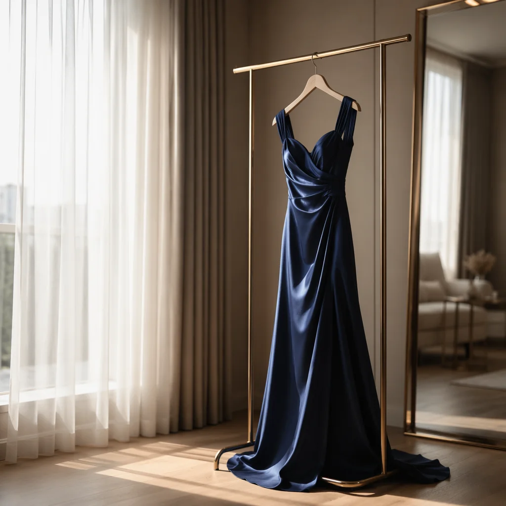 Elegant Midnight Blue Evening Dress Display