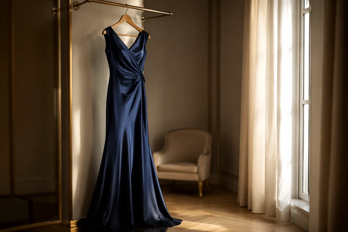 Elegant Midnight Blue Evening Dress Display