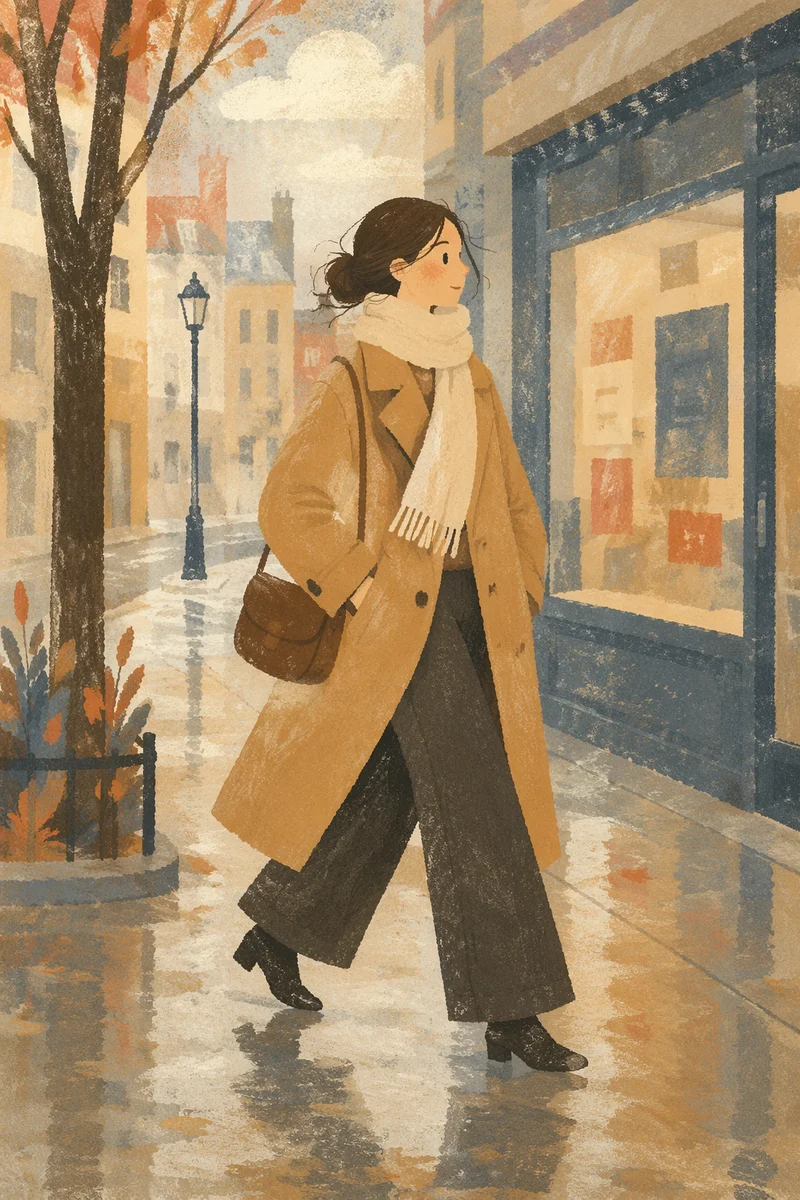 Elegant Street Style in Rainy City
