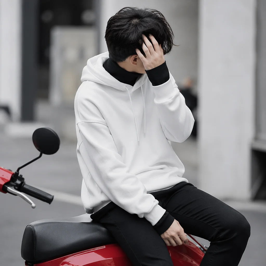 Modern Street Style Model on Red Scooter