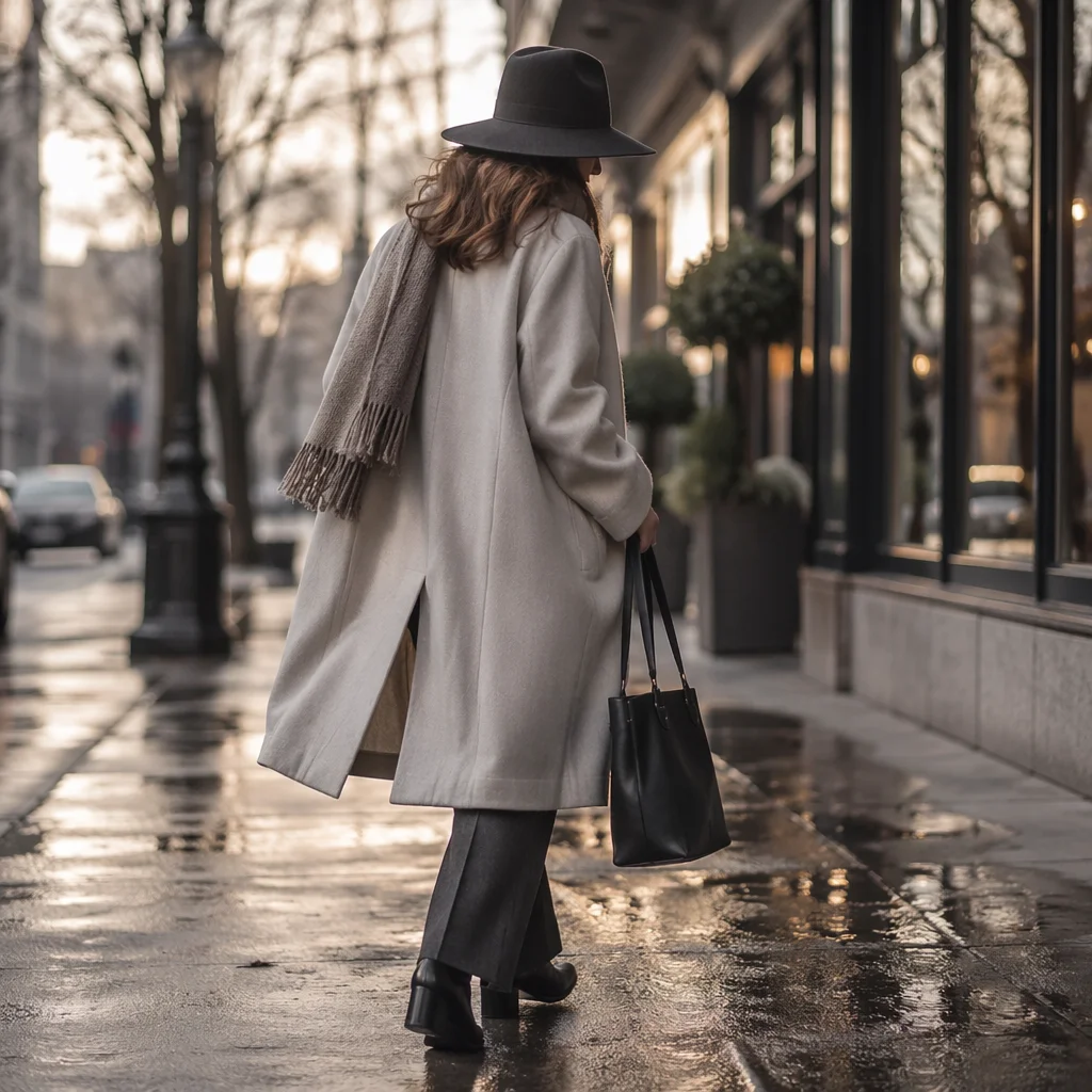 Elegant Winter Street Style Fashion Model