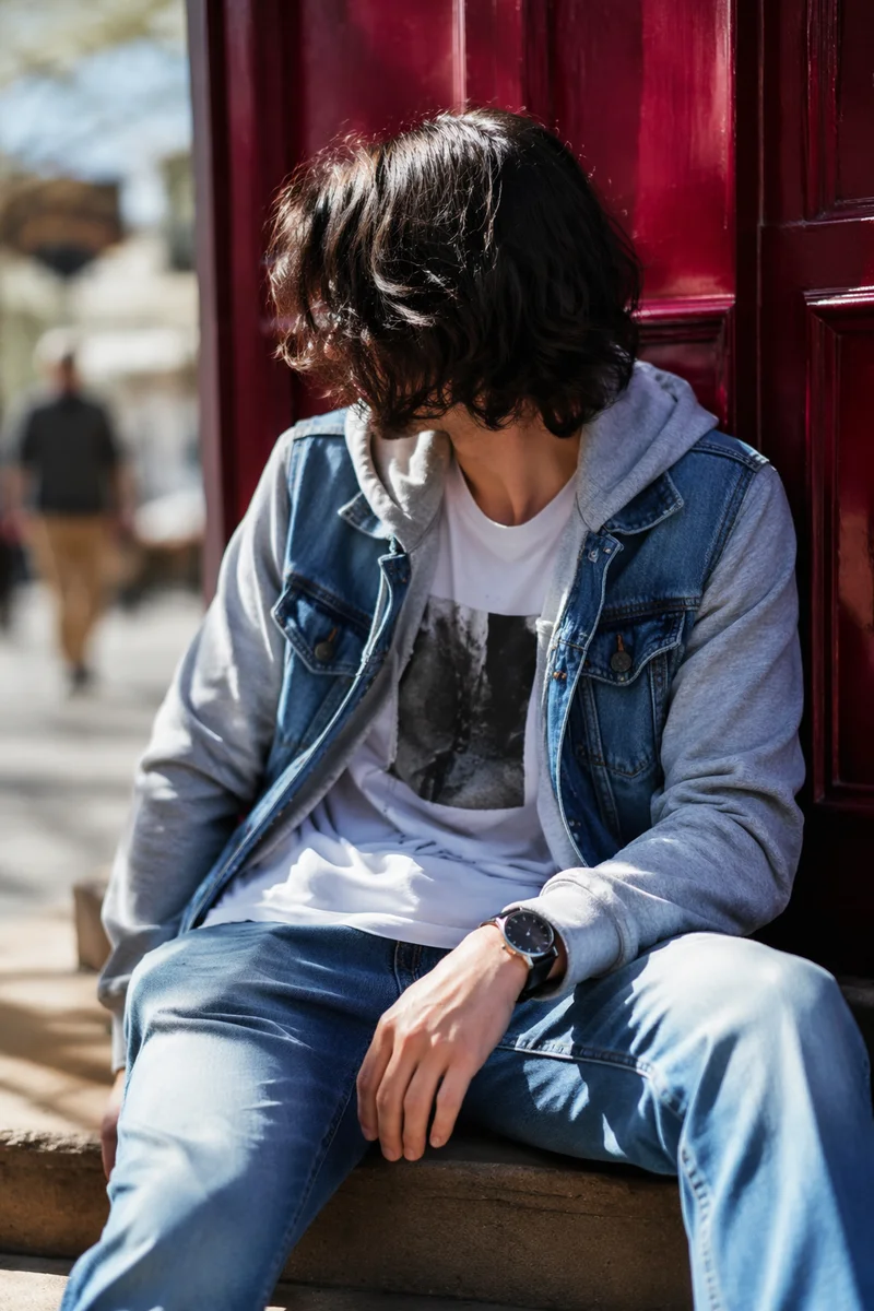 Urban Denim Street Style Fashion Portrait